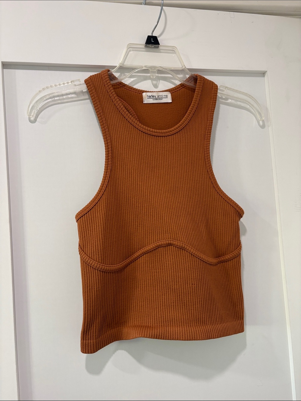 Rust Ribbed Crop Tank